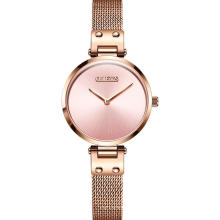 2019Newest Fashion Simple Nice Dress Lady Quartz WristWatch Rose Gold Steel Mesh Ultra Thin Mini Young Girls Watch